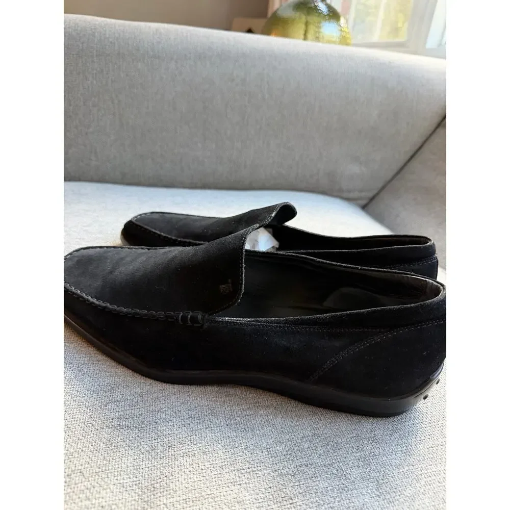 Tod’s Pantofola Quinn Black Suede Loafers Men's 12.5 Preppy
